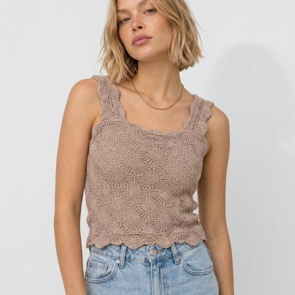 Free People Movement Love Letter brown strech tank top